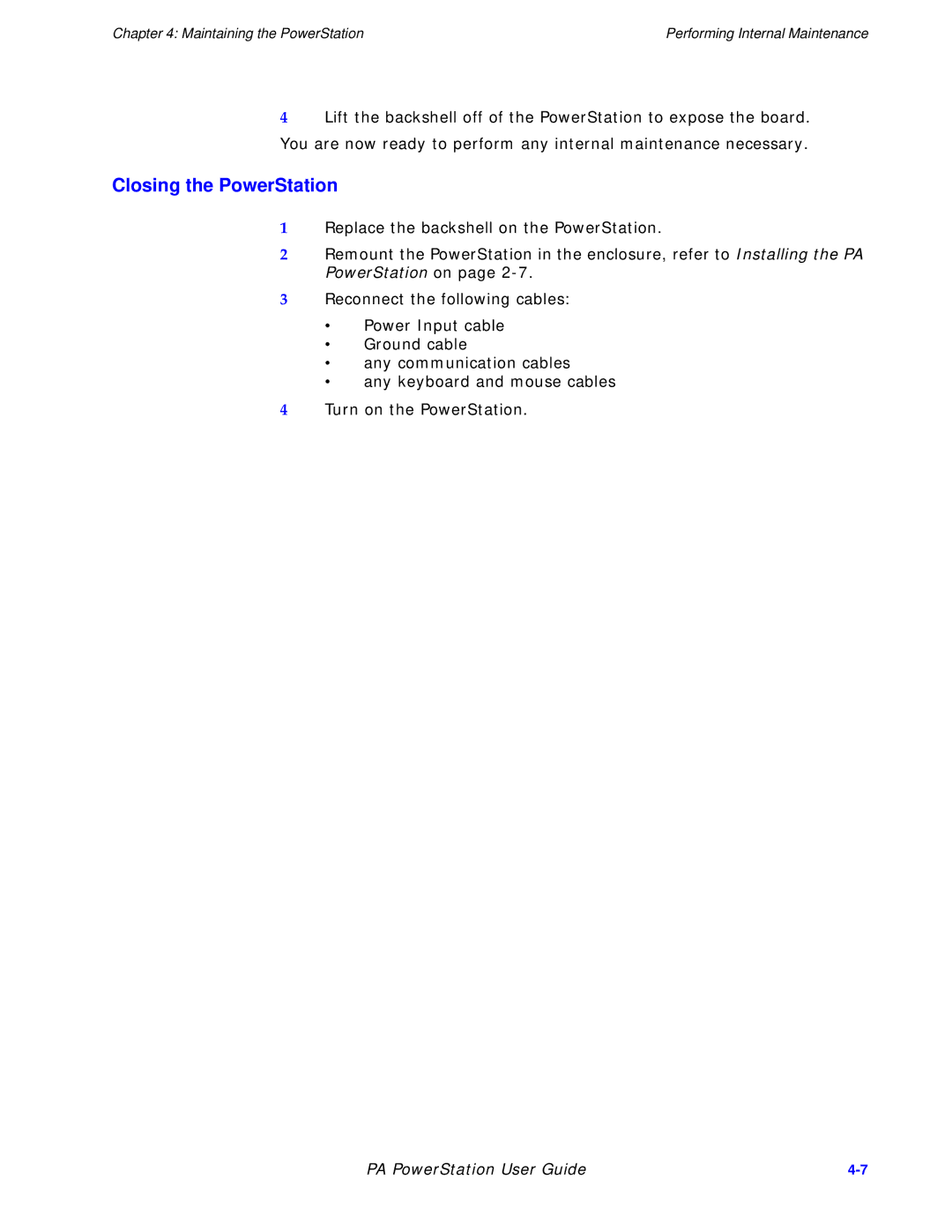 Parker Hannifin PA Series manual Closing the PowerStation 