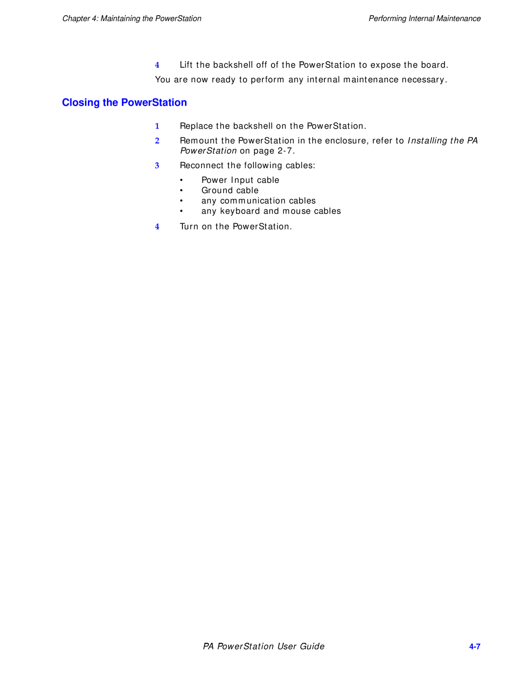 Parker Hannifin PA Series manual Closing the PowerStation, PA PowerStation User Guide 
