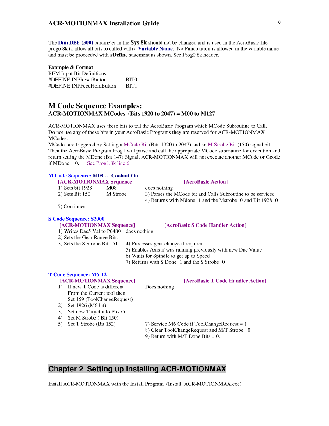 Parker Hannifin VERSION 1.0 manual Code Sequence Examples, Example & Format 