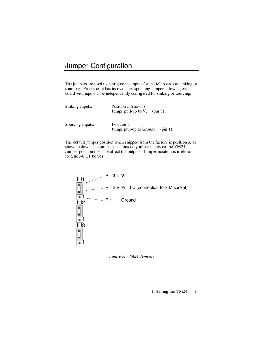 Parker Hannifin vm24 manual Jumper Configuration, VM24 Jumpers 