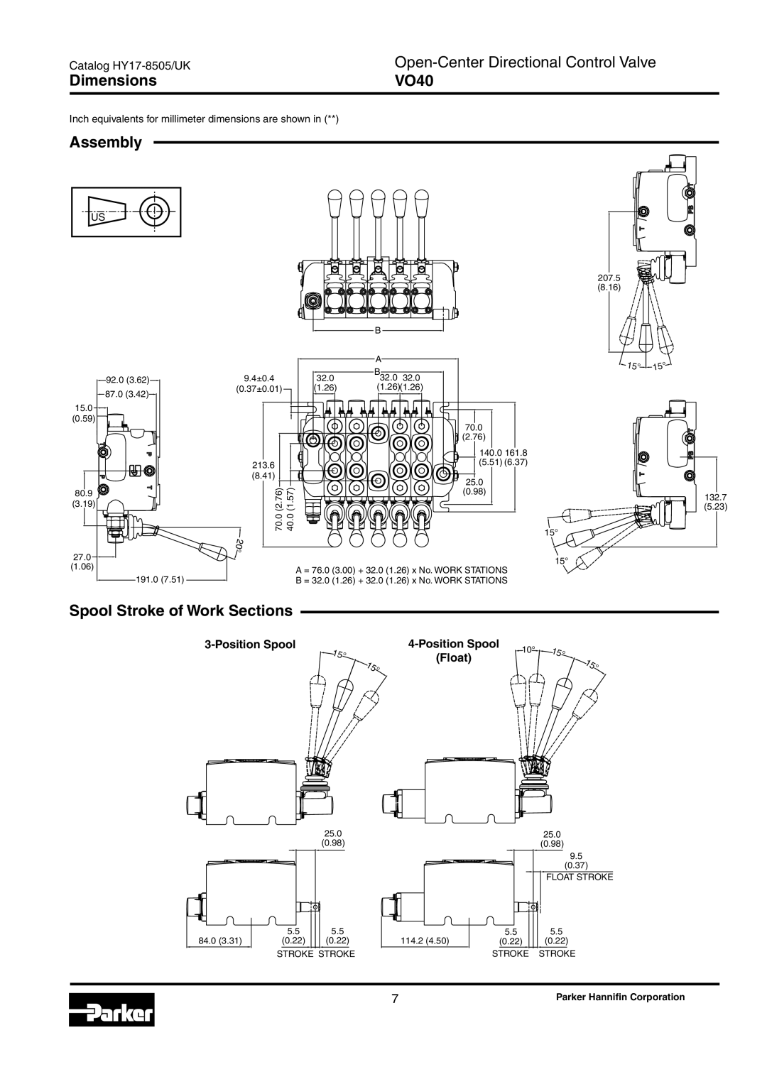 Parker Hannifin manual Dimensions VO40, Assembly 