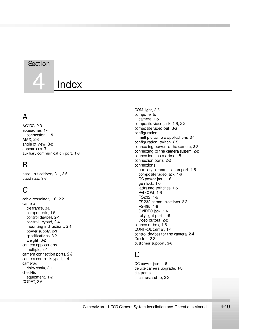 ParkerVision 1-CCD manual Index 