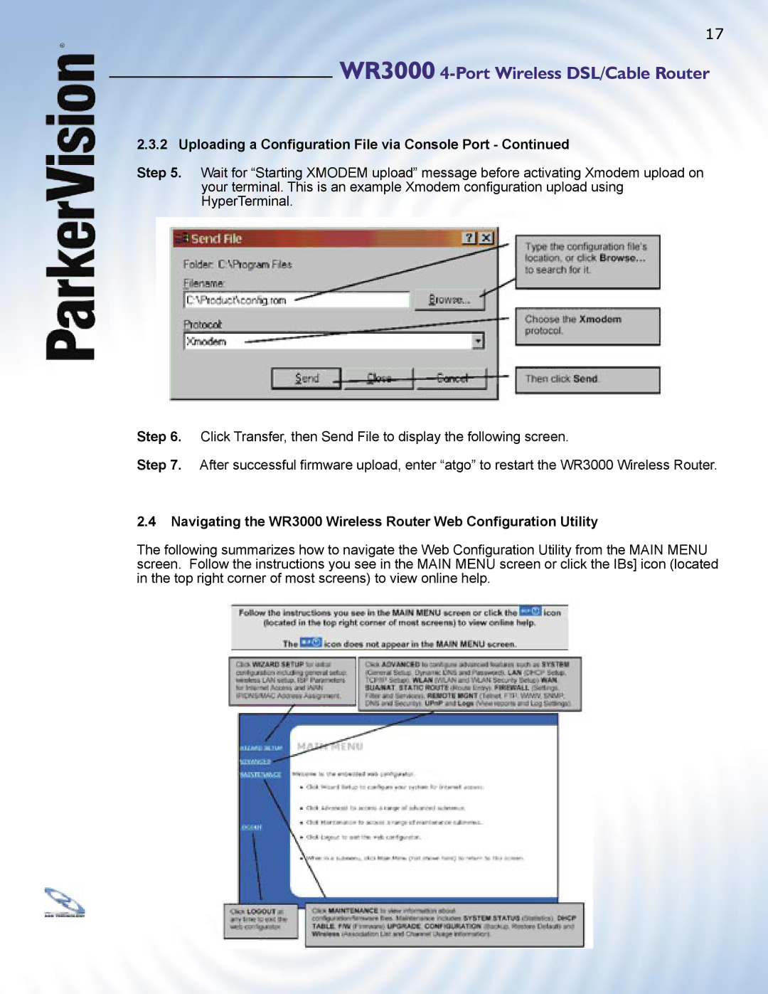 ParkerVision manual WR3000 4-Port Wireless DSL/Cable Router 