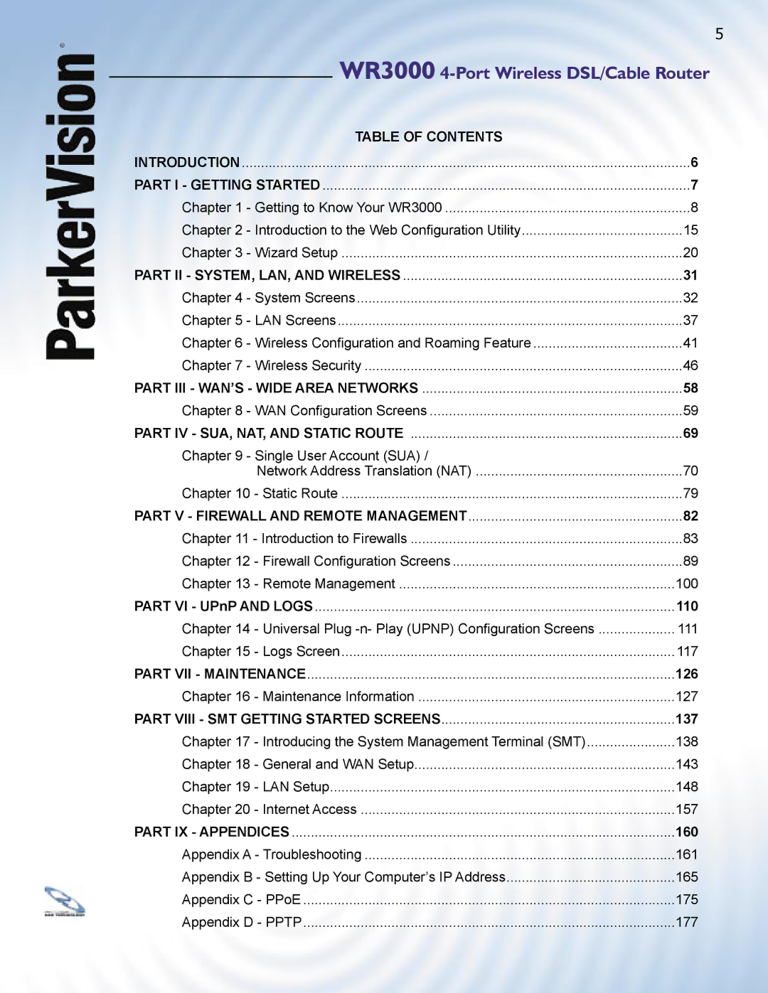 ParkerVision manual WR3000 4-Port Wireless DSL/Cable Router 