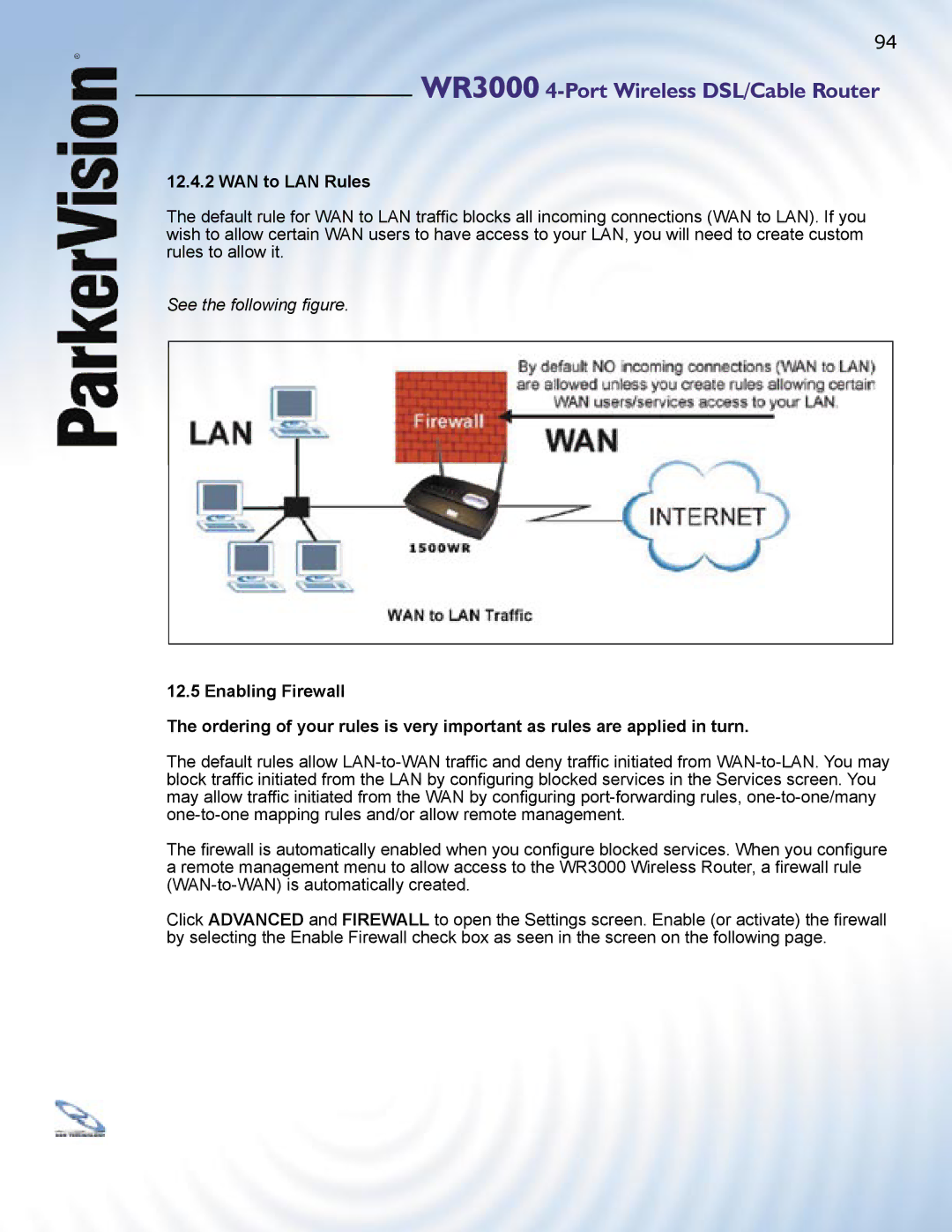 ParkerVision WR3000 manual WAN to LAN Rules 