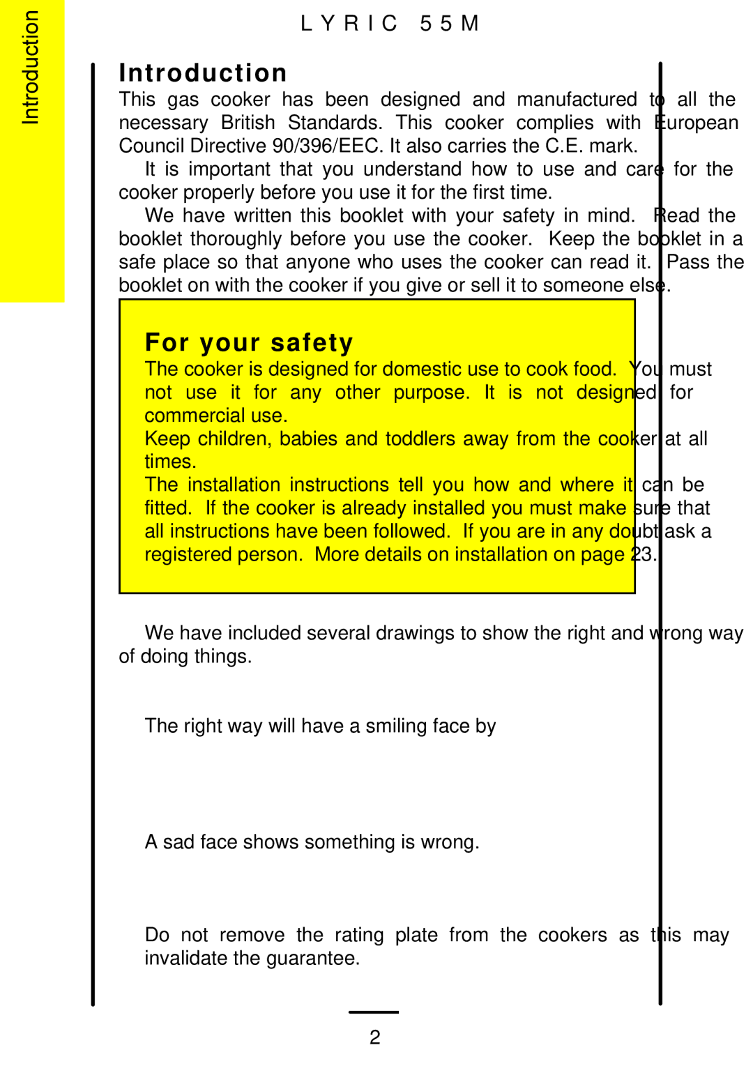 Parkinson Cowan 55M installation instructions Introduction, For your safety, R I C 5 5 M 