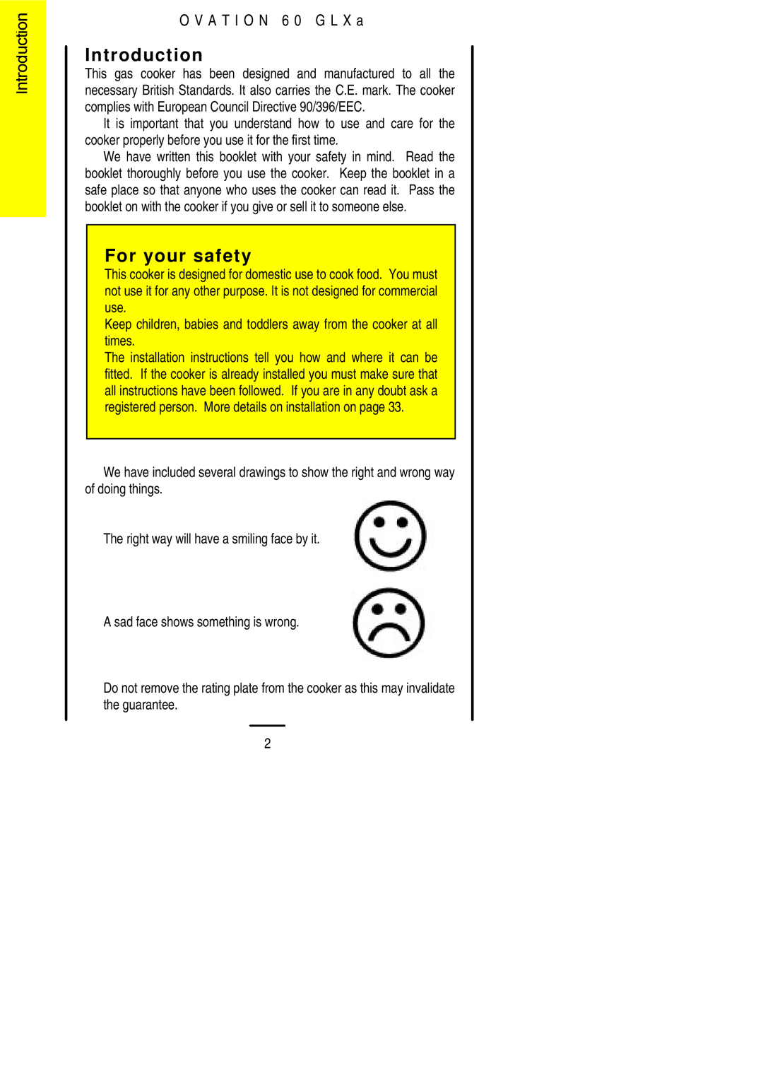 Parkinson Cowan 60 GLXA installation instructions Introduction, For your safety 