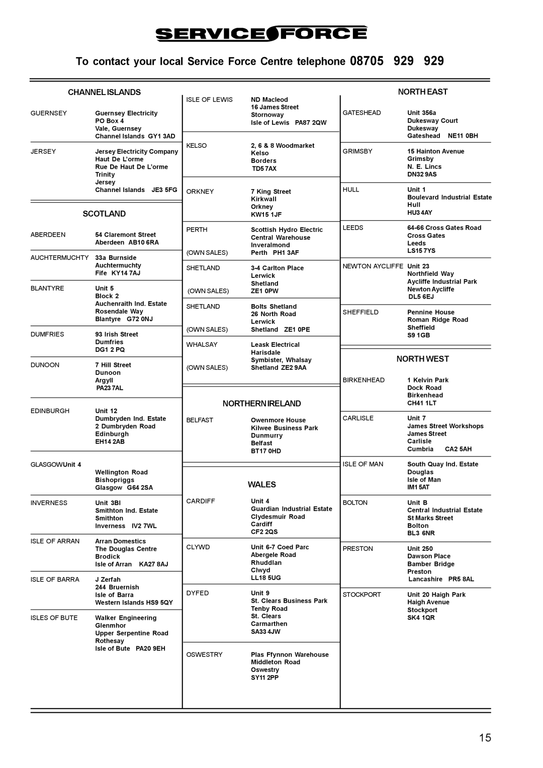 Parkinson Cowan CSIM 509 manual Northernireland 