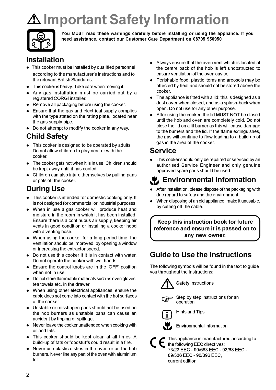 Parkinson Cowan CSIM 509 manual Important Safety Information 