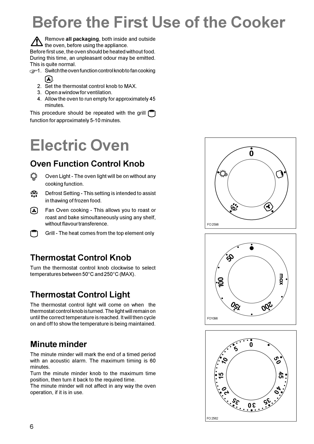 Parkinson Cowan CSIM 509 manual Before the First Use of the Cooker, Electric Oven 