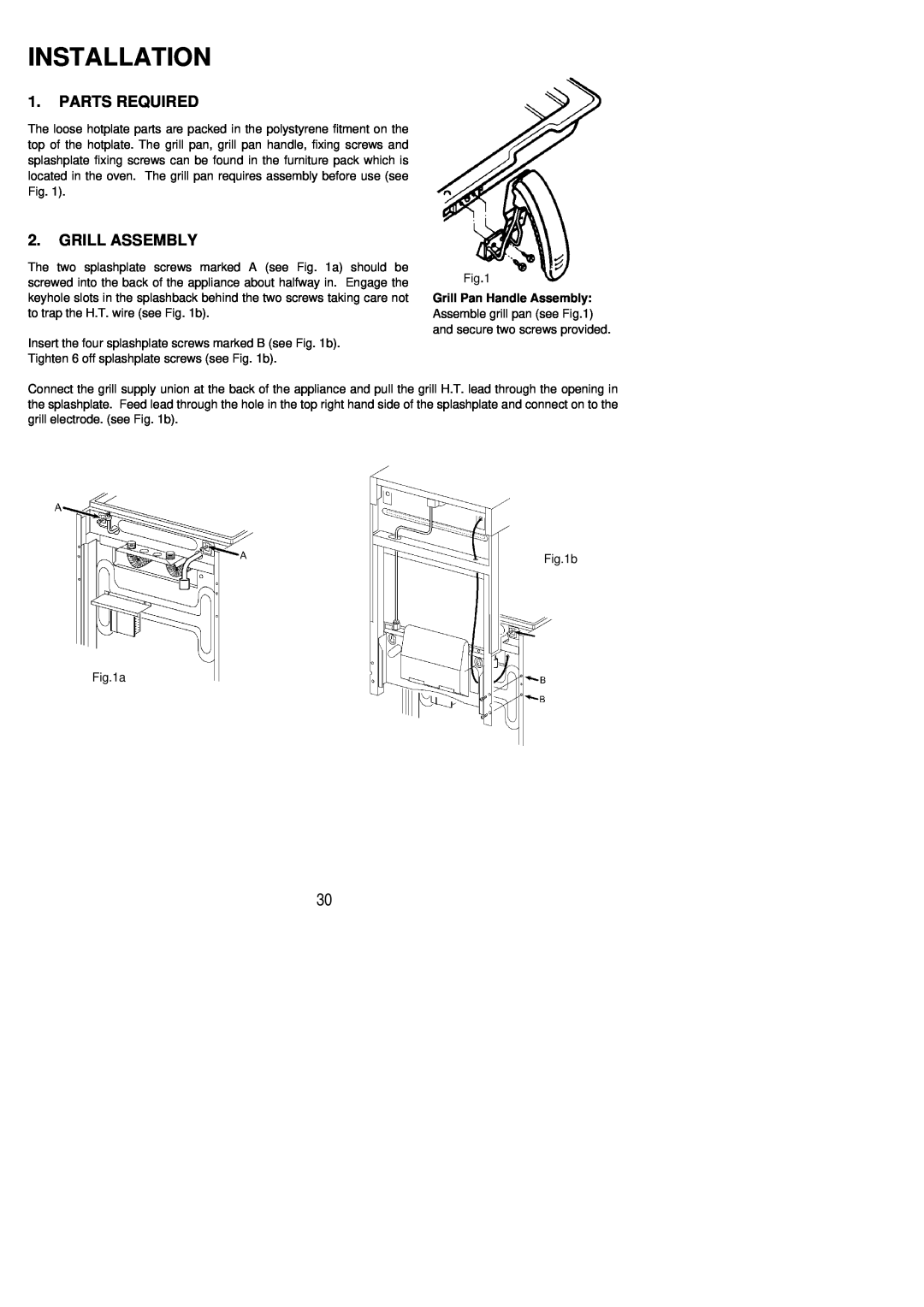 Parkinson Cowan Libra installation instructions Installation, Parts Required, Grill Assembly 