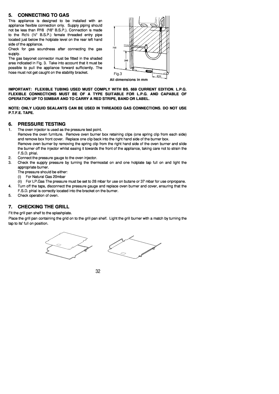 Parkinson Cowan Libra installation instructions Connecting To Gas, Pressure Testing, Checking The Grill 