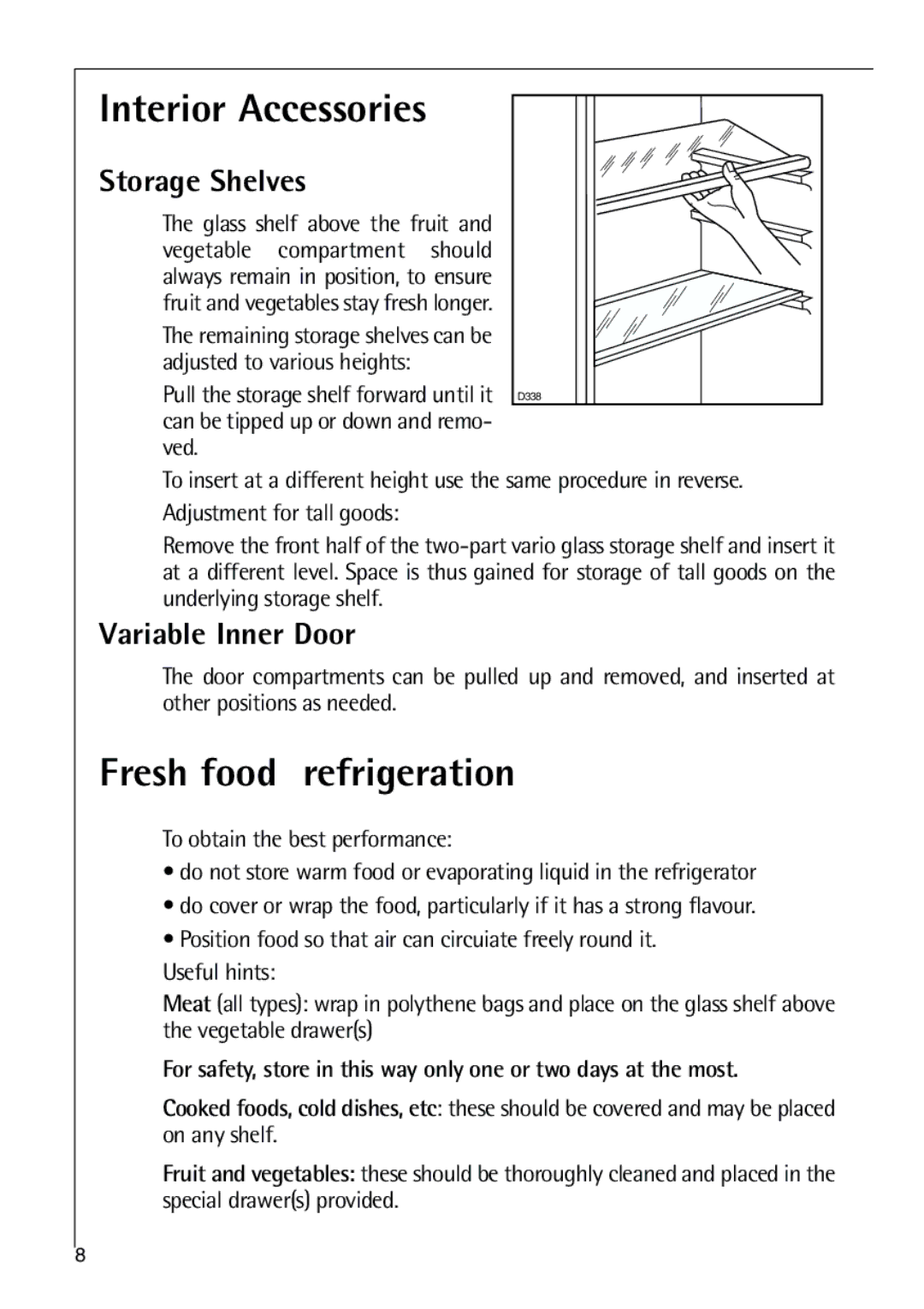 Parkinson Cowan SANTO K 40-5i Interior Accessories, Fresh food refrigeration, Storage Shelves, Variable Inner Door 