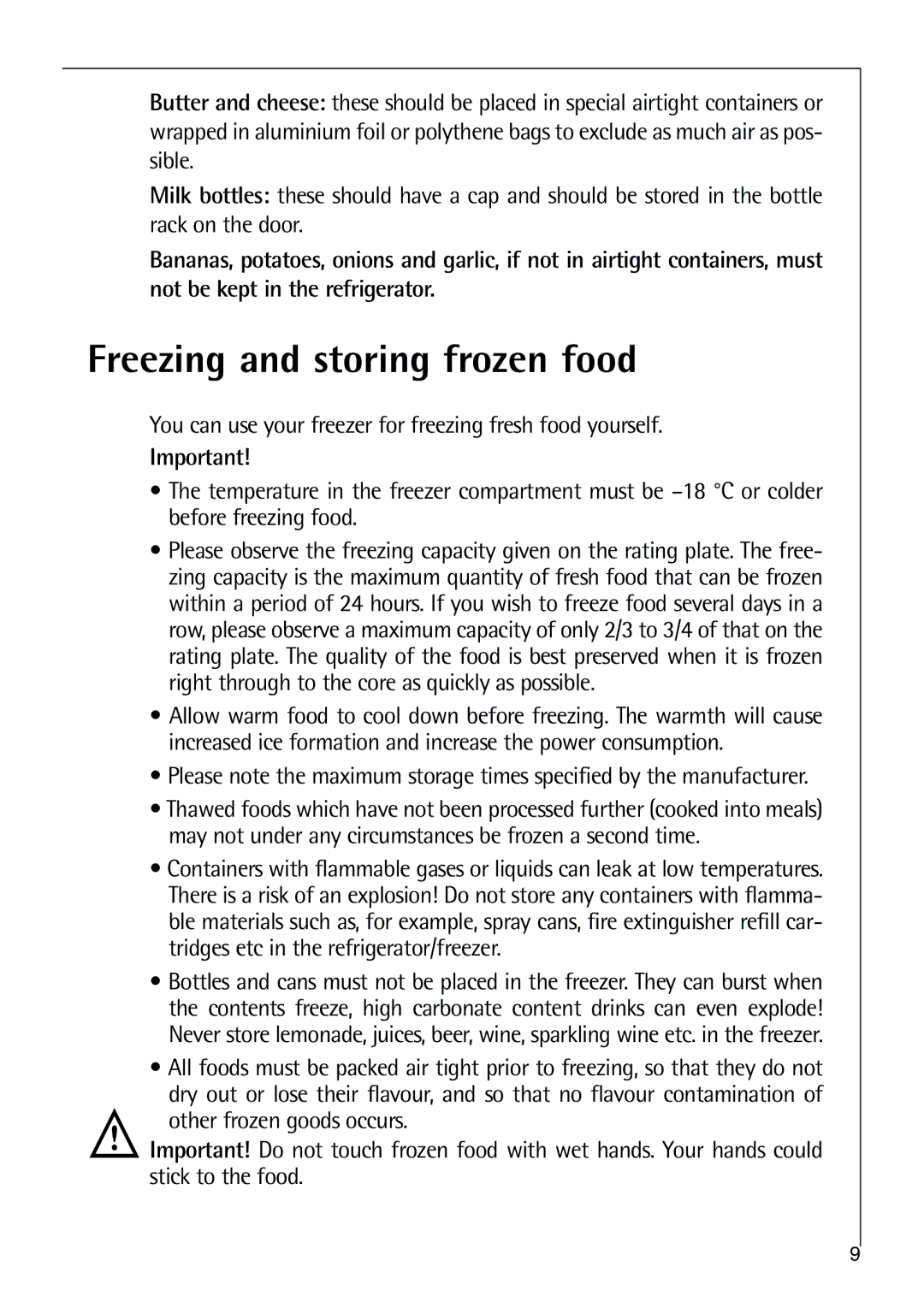 Parkinson Cowan SANTO K 9, SANTO K 18, SANTO K 40-5i user manual Freezing and storing frozen food 