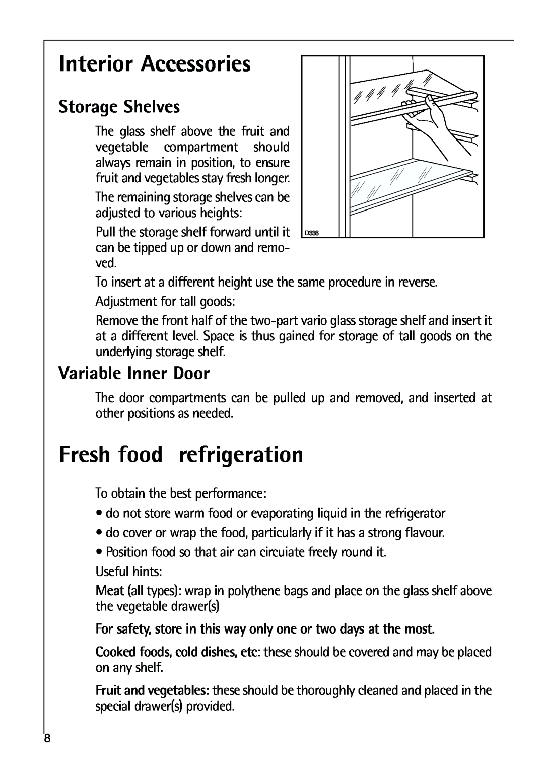 Parkinson Cowan SANTO K 40-5i Interior Accessories, Fresh food refrigeration, Storage Shelves, Variable Inner Door 