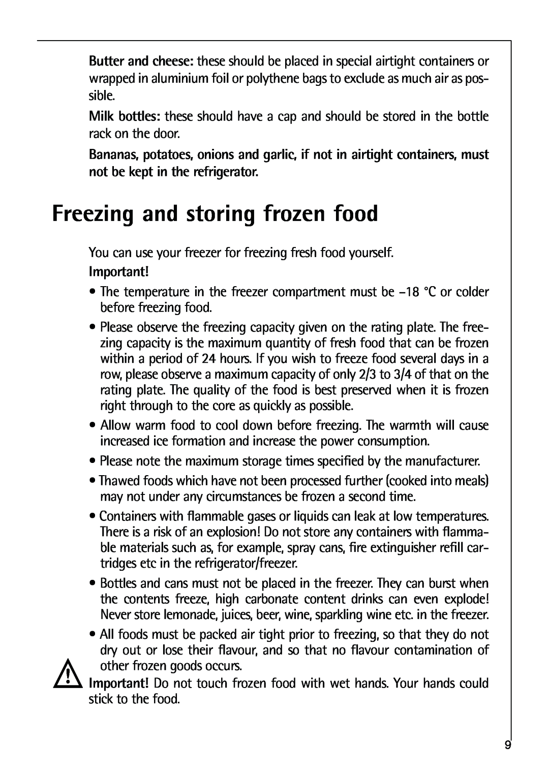 Parkinson Cowan SANTO K 9, SANTO K 18, SANTO K 40-5i user manual Freezing and storing frozen food 