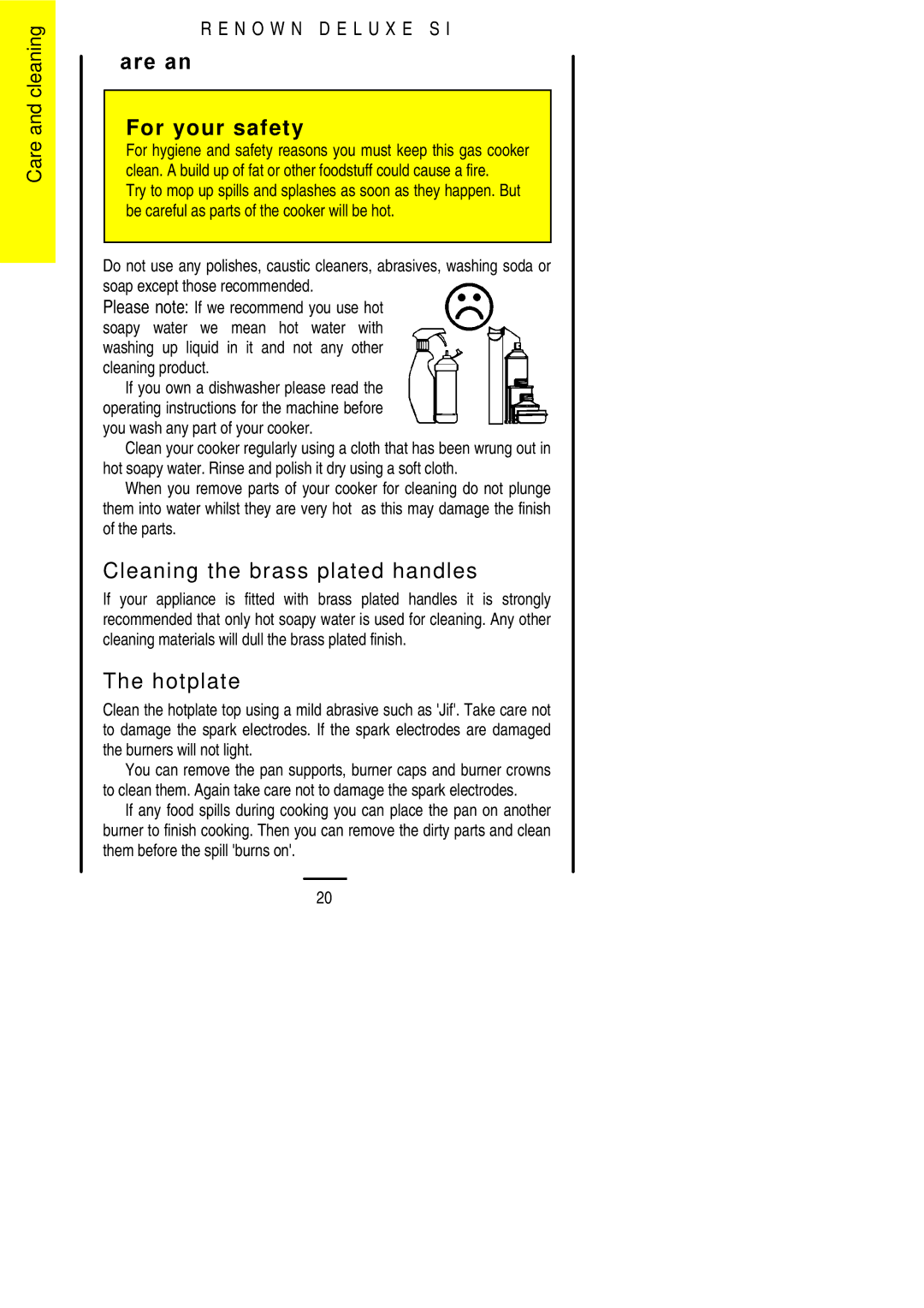 Parkinson Cowan SLIPIN installation instructions For your safety, Cleaning the brass plated handles 