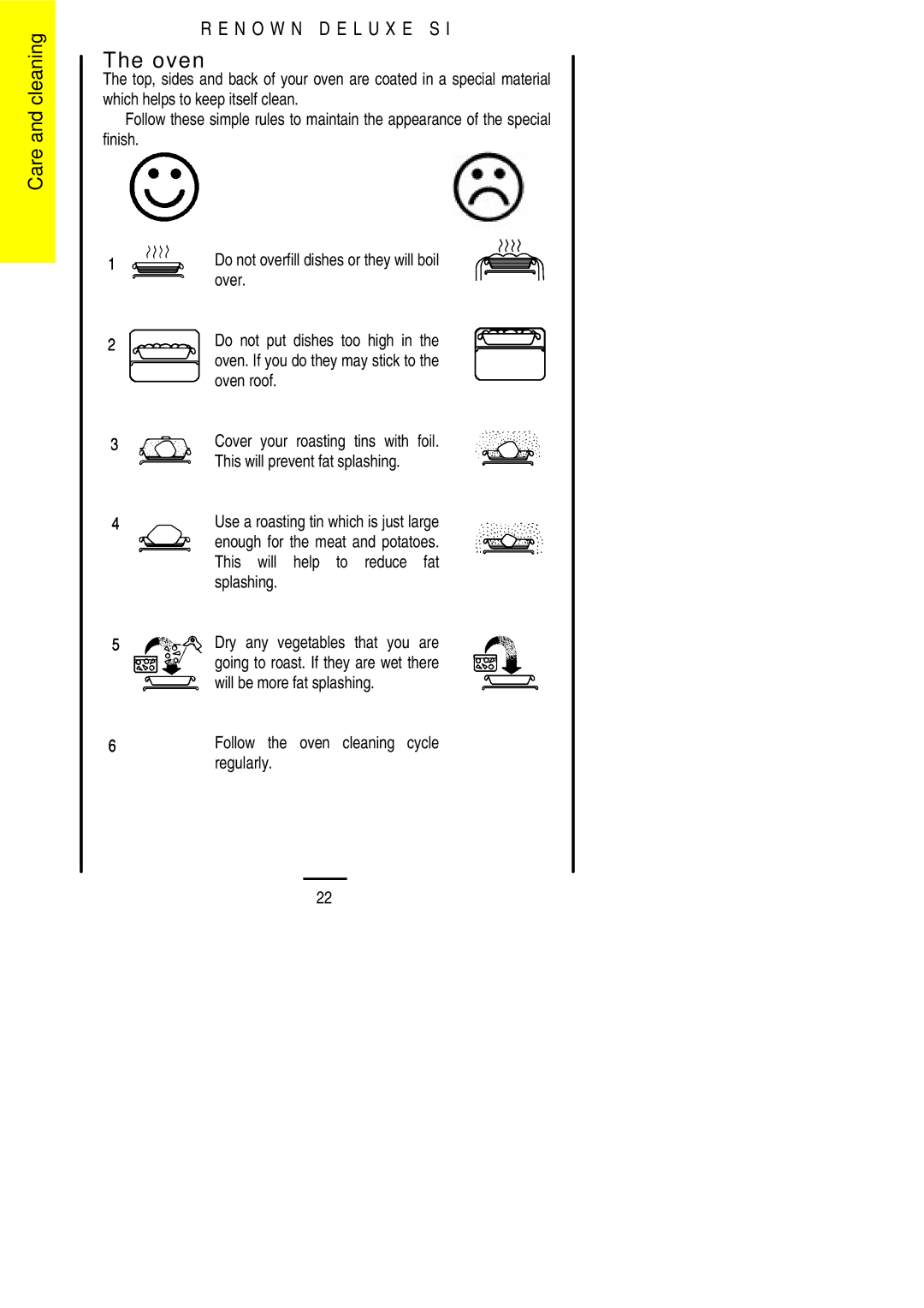 Parkinson Cowan SLIPIN installation instructions Oven, Follow the oven cleaning cycle regularly 