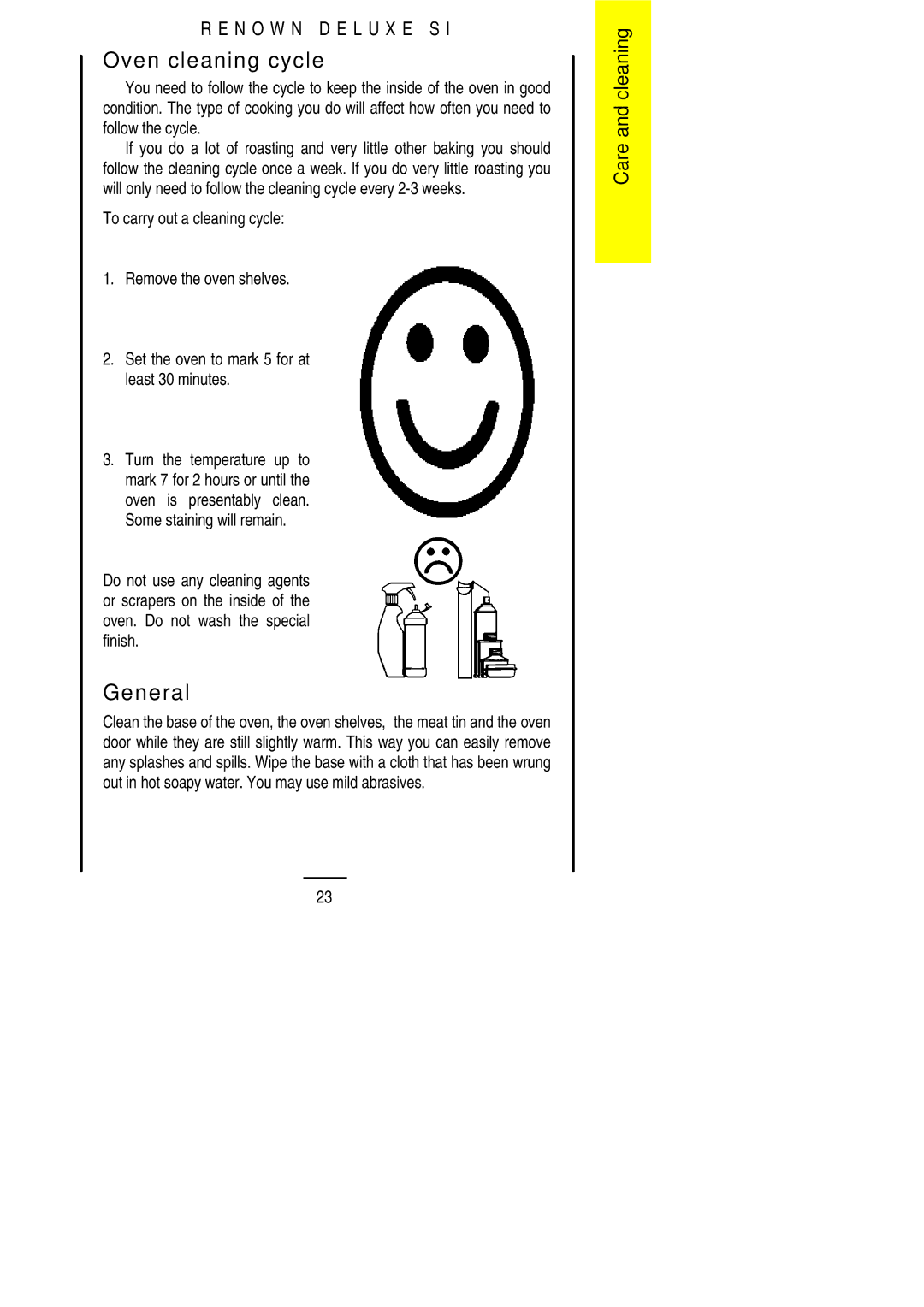 Parkinson Cowan SLIPIN installation instructions Oven cleaning cycle, General 