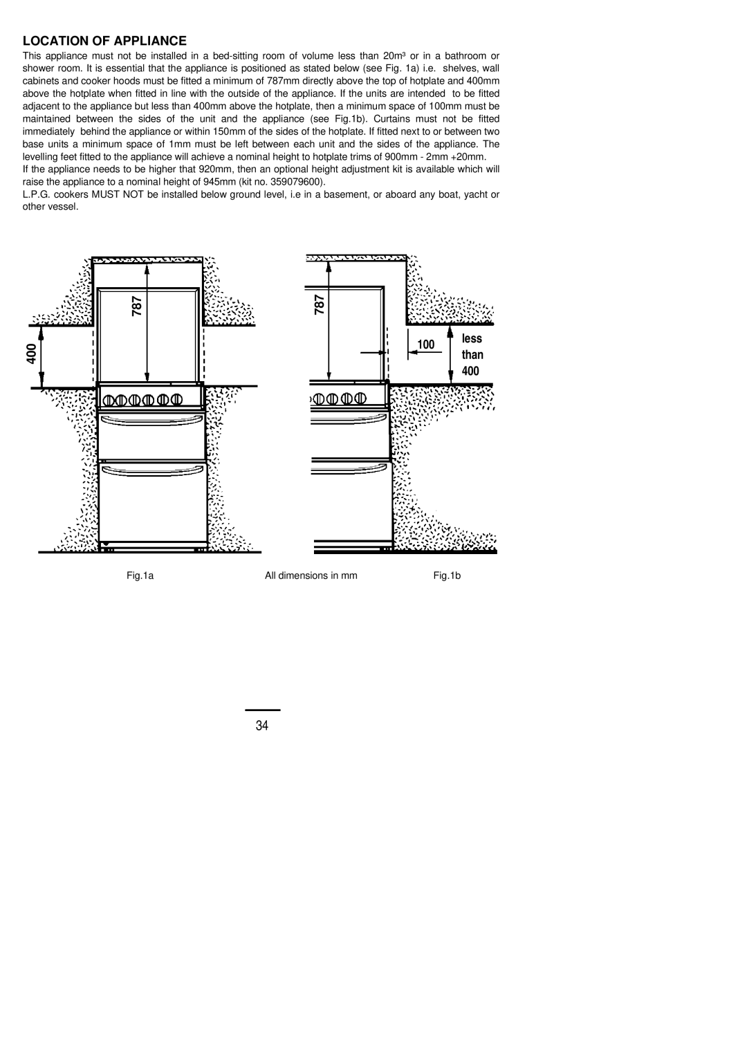 Parkinson Cowan SLIPIN installation instructions Location of Appliance 