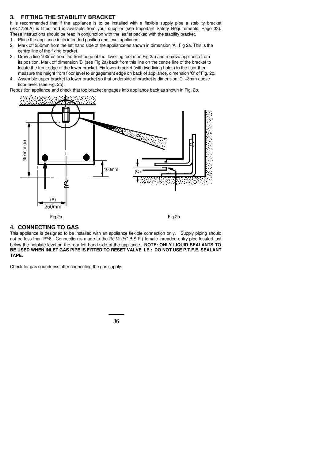 Parkinson Cowan SLIPIN installation instructions Fitting the Stability Bracket, Connecting to GAS 