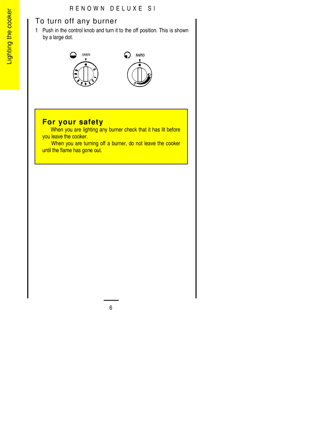 Parkinson Cowan SLIPIN installation instructions To turn off any burner 