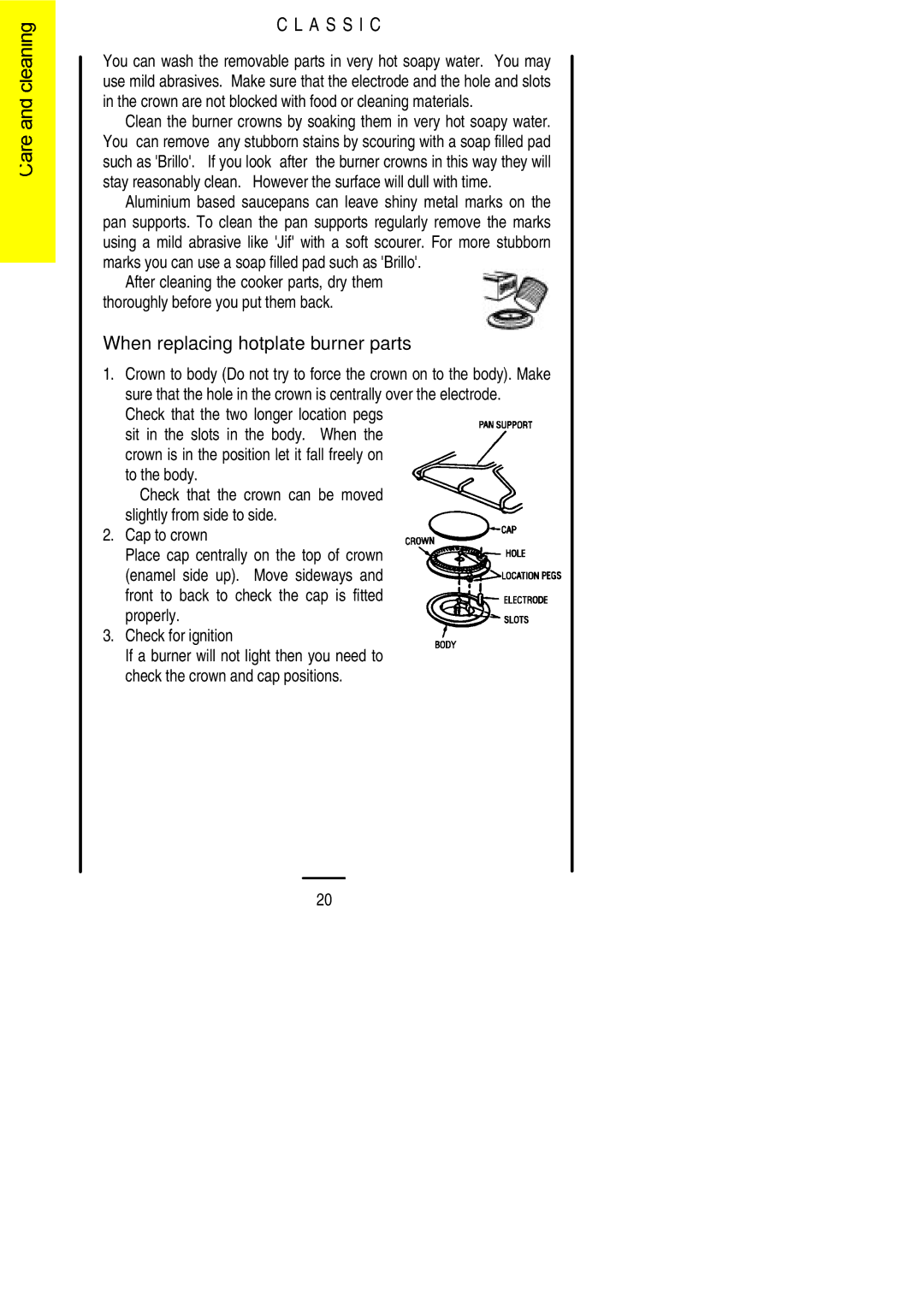 Parkinson Cowan U02021 installation instructions When replacing hotplate burner parts 