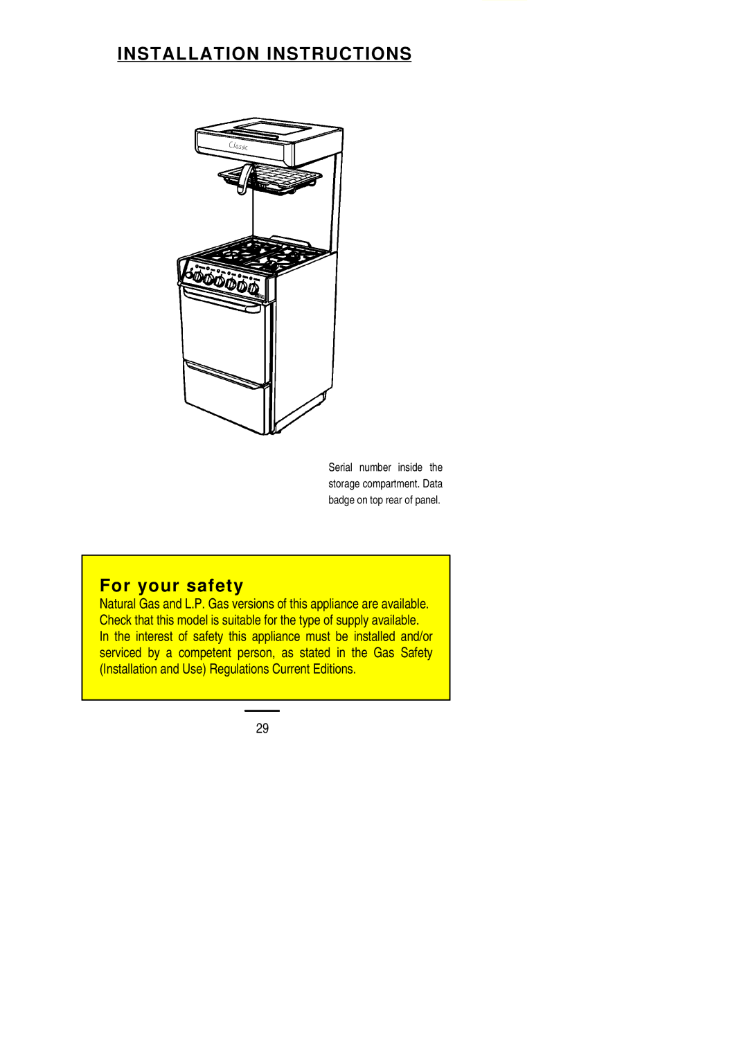 Parkinson Cowan U02021 installation instructions Installation Instructions 