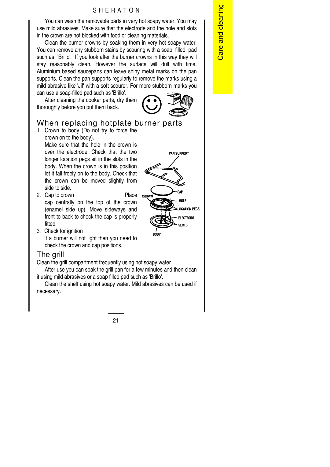 Parkinson Cowan U02059 When replacing hotplate burner parts, Crown to body Do not try to force the crown on to the body 