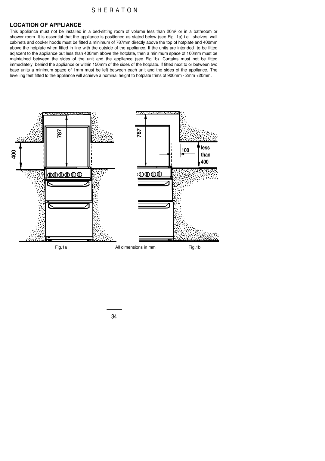 Parkinson Cowan U02059 installation instructions Location of Appliance 