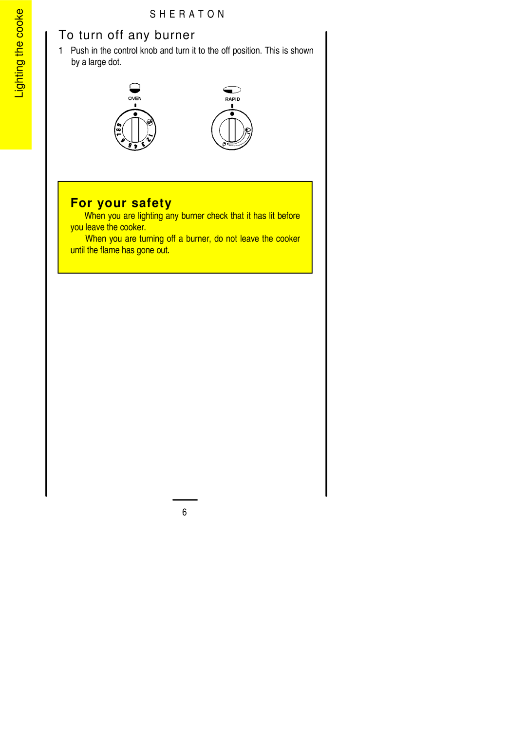 Parkinson Cowan U02059 installation instructions To turn off any burner 