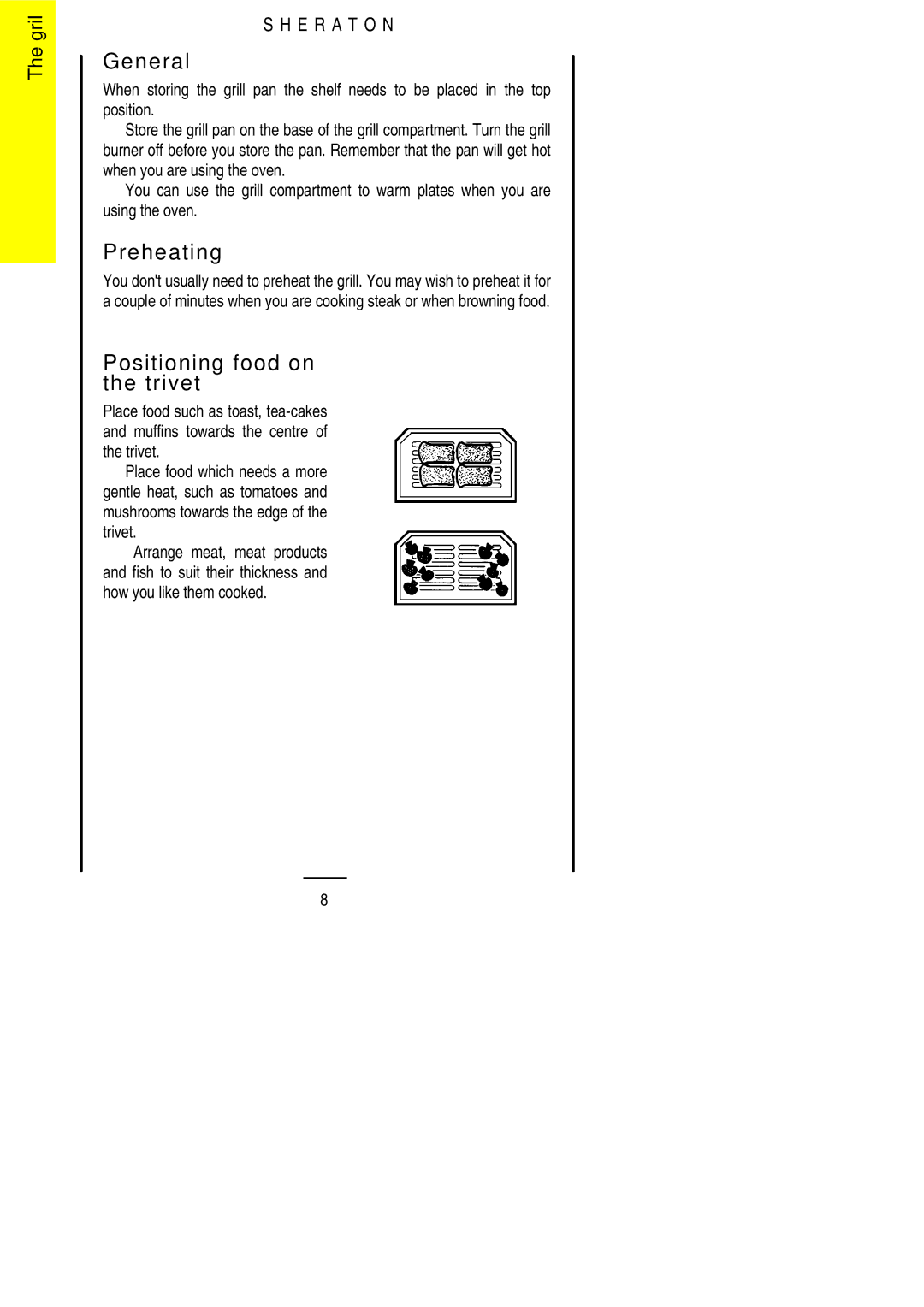 Parkinson Cowan U02059 installation instructions General, Preheating, Positioning food on the trivet 