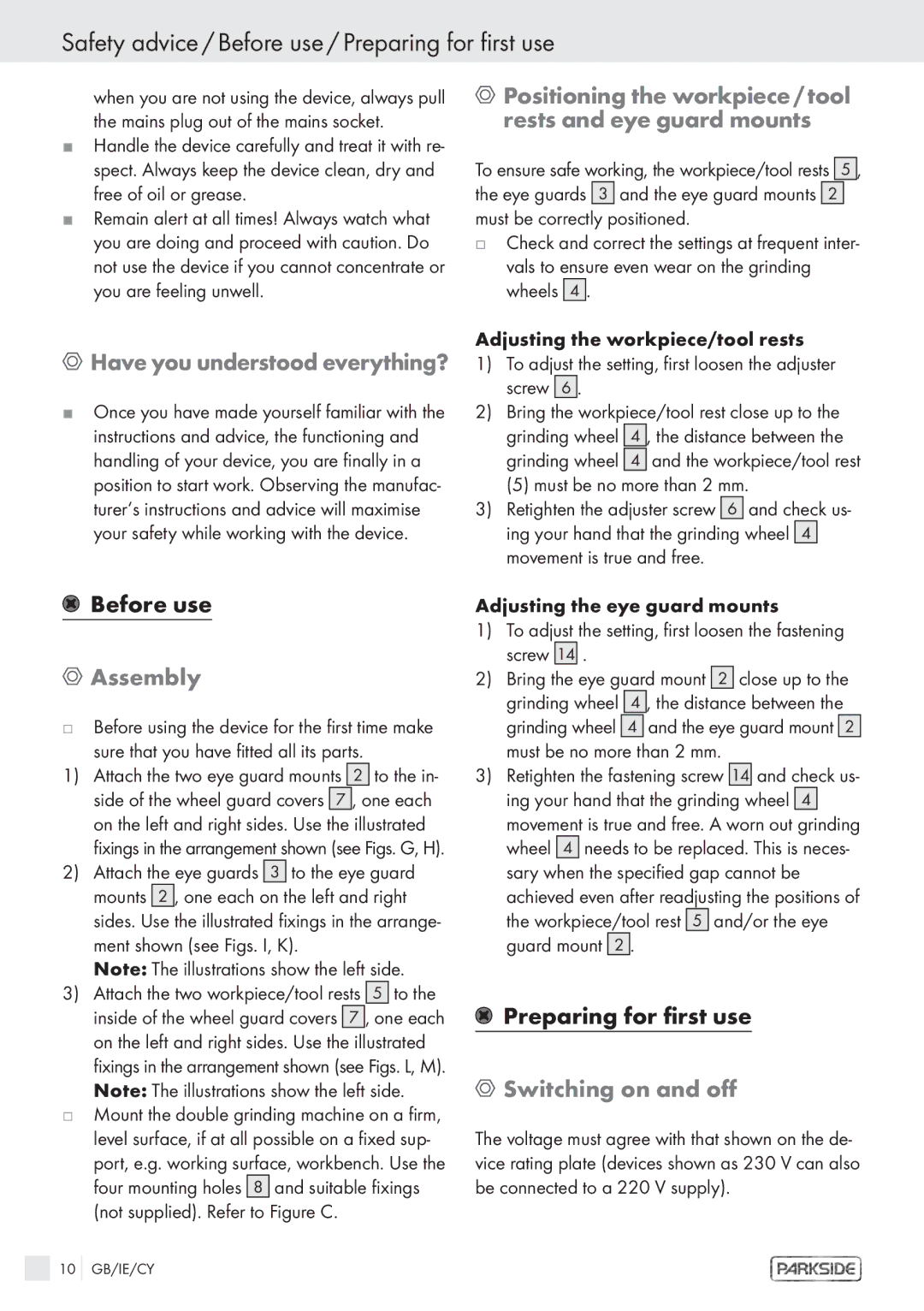 Parkside PDS 200 A manual Safety advice / Before use / Preparing for first use, Have you understood everything?, Assembly 