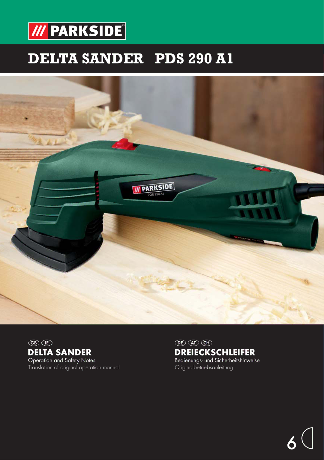 Parkside PDS 290 AI manual Delta Sander PDS 290 A1 