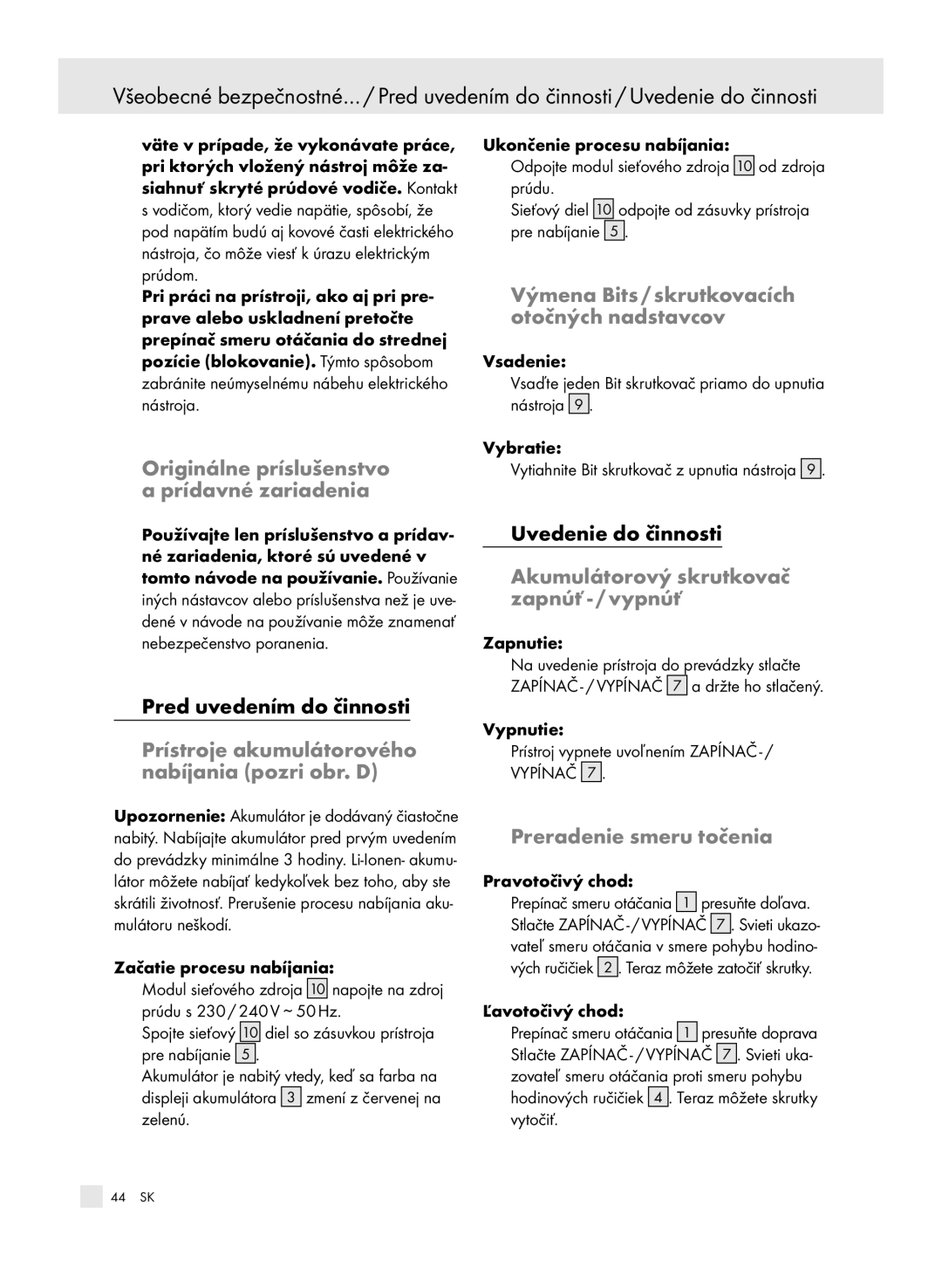 Parkside 6-LIA, X3 manual Originálne príslušenstvo a prídavné zariadenia, Prístroje akumulátorového nabíjania pozri obr. D 