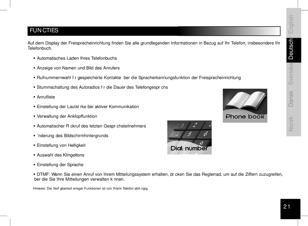 Parrot 3400, 3200 user manual Functies 