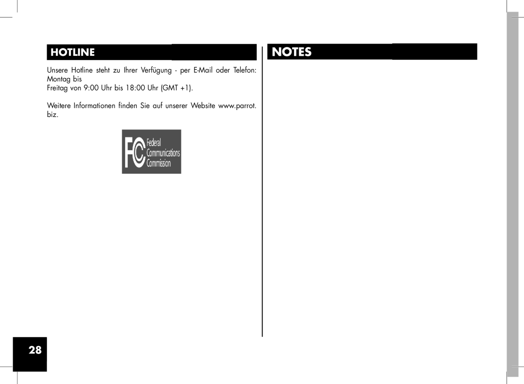 Parrot 3200, 3400 user manual Hotline 