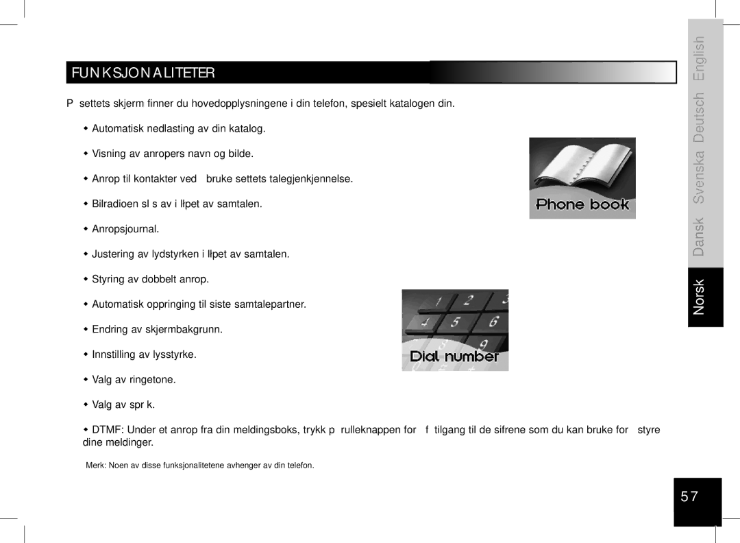 Parrot 3400, 3200 user manual Funksjonaliteter 