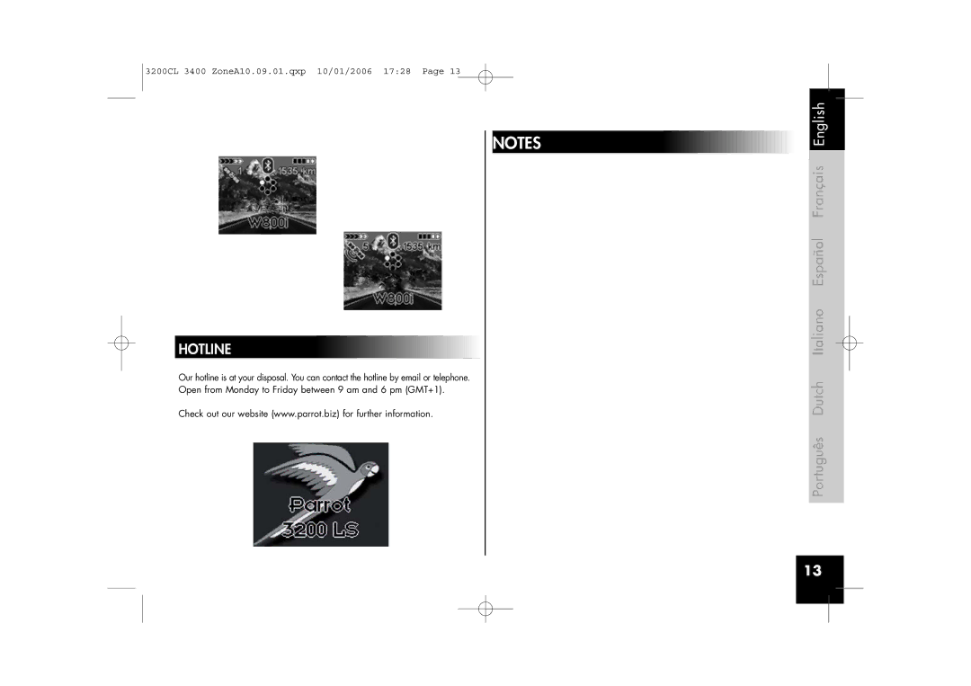 Parrot 3400, 3200 user manual Hotline 