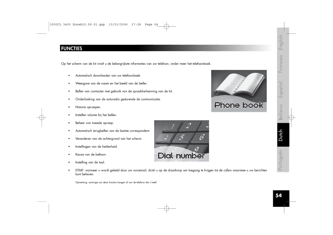 Parrot 3200, 3400 user manual Functies 