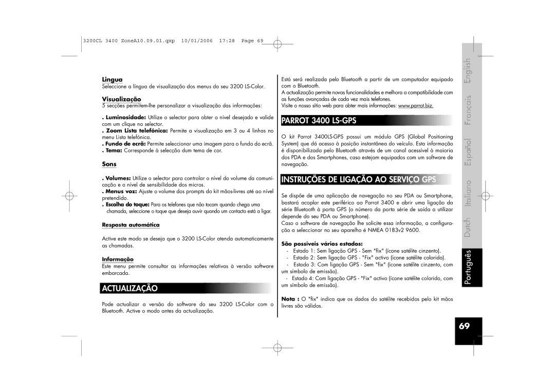 Parrot 3400, 3200 user manual Actualização, Visualização, Resposta automática, Informação, São possíveis vários estados 