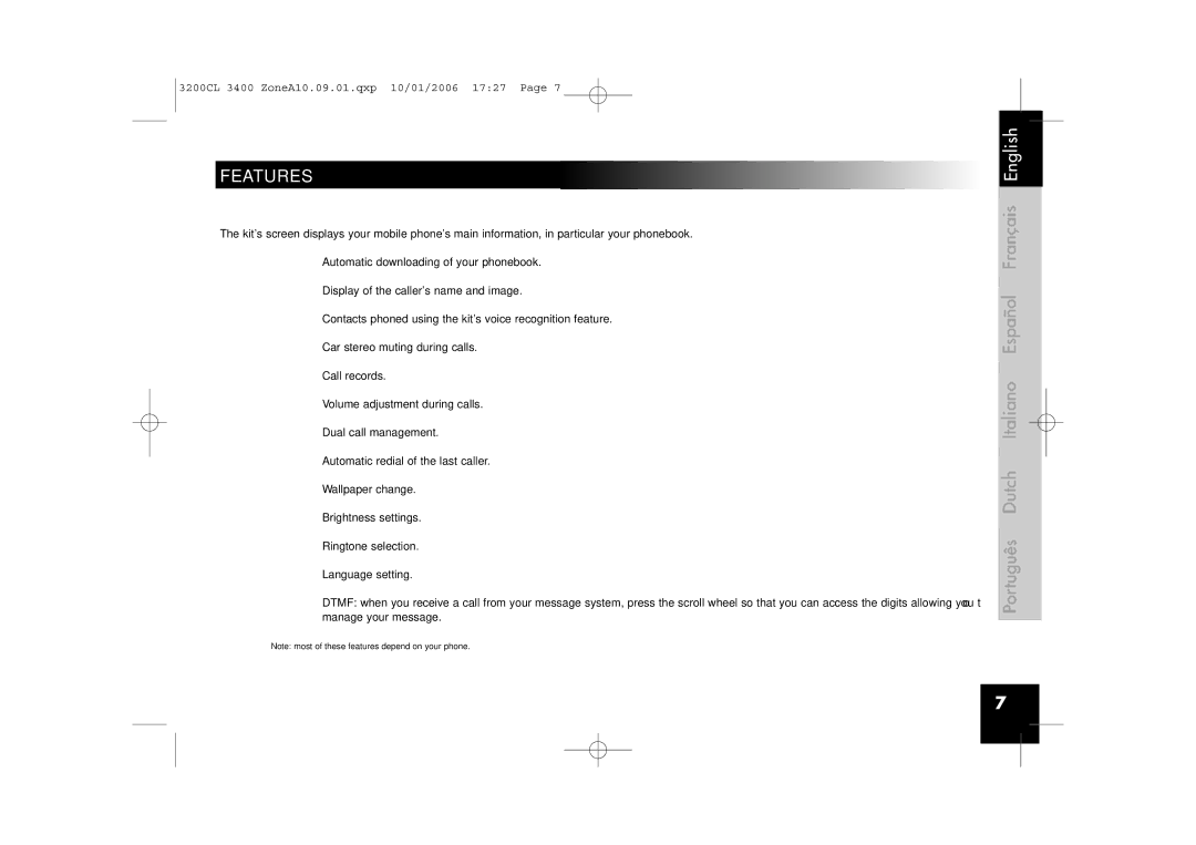 Parrot 3400, 3200 user manual Features 