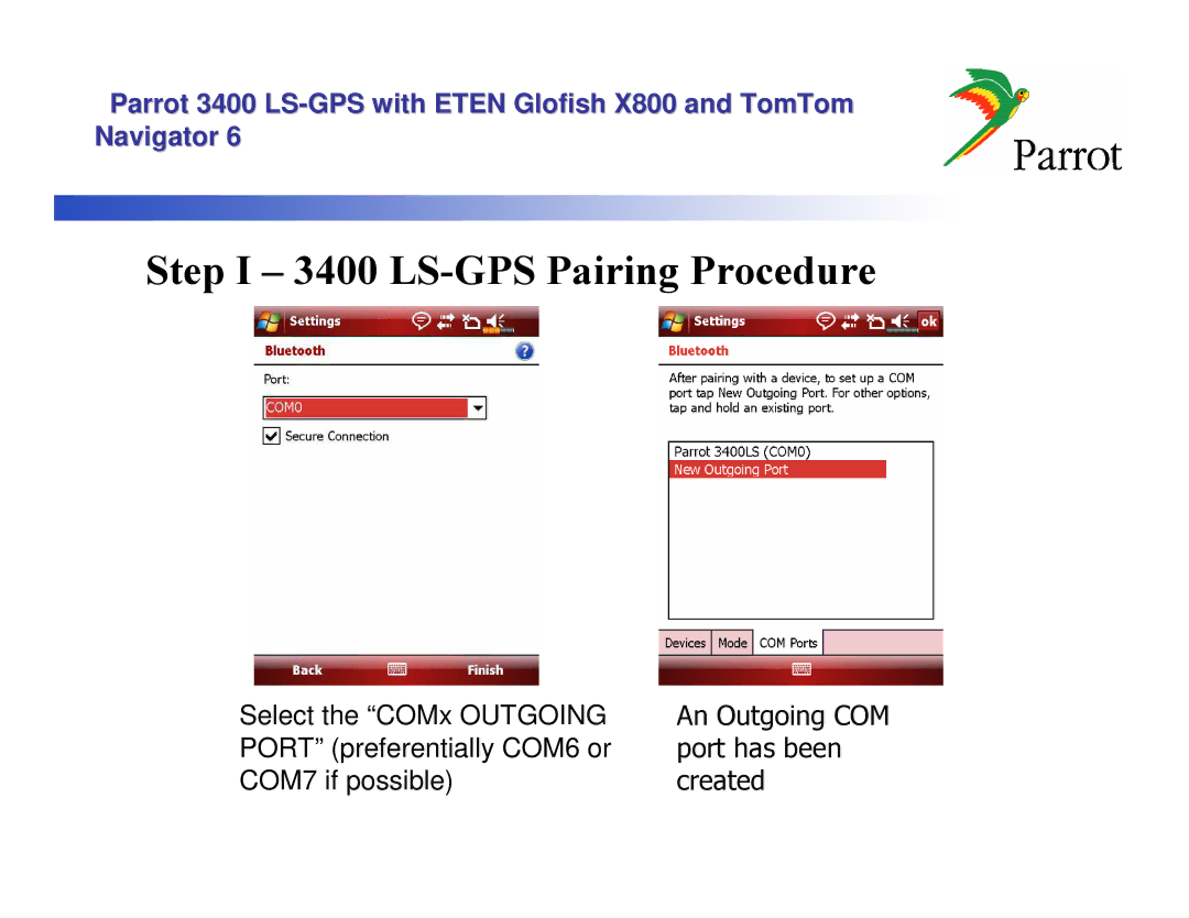 Parrot 3400 LS, X800 manual An Outgoing COM 