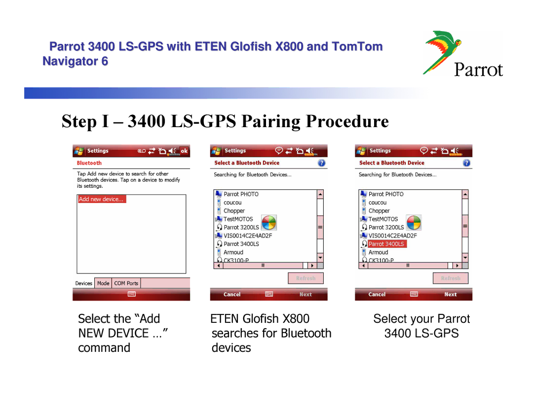 Parrot X800, 3400 LS manual NEW Device … 