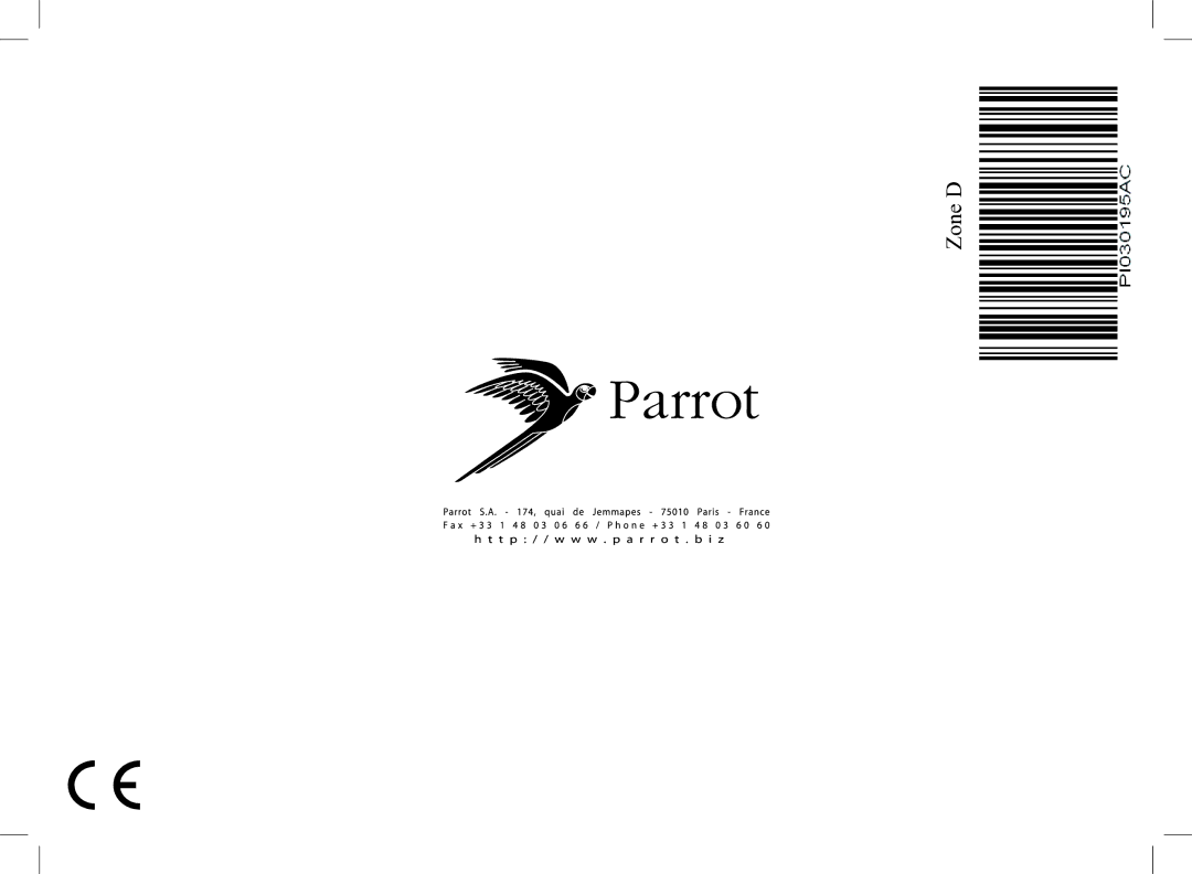 Parrot Car CD MP3 Player user manual Zone D 