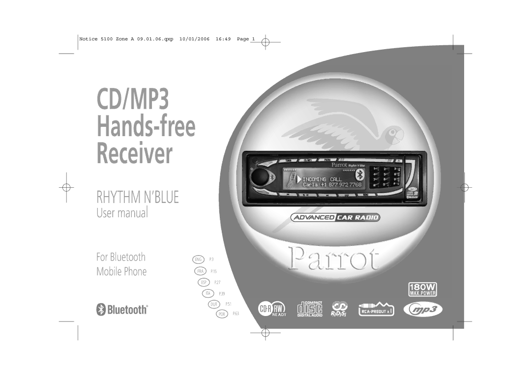 Parrot CD/MP3 Hands-free Receiver user manual 