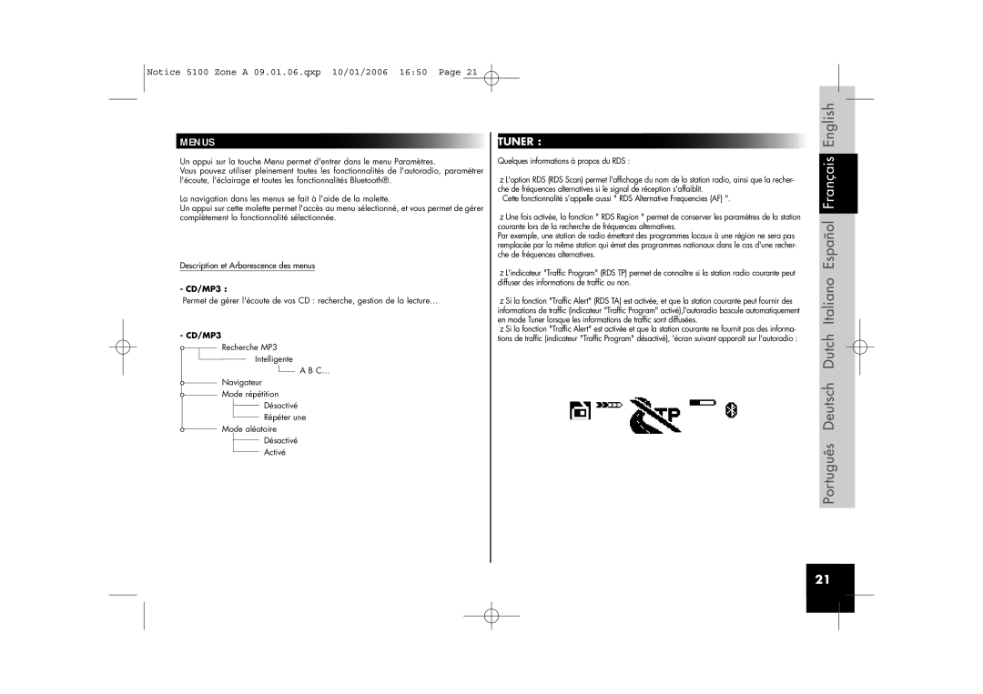 Parrot CD/MP3 Hands-free Receiver user manual Tuner 