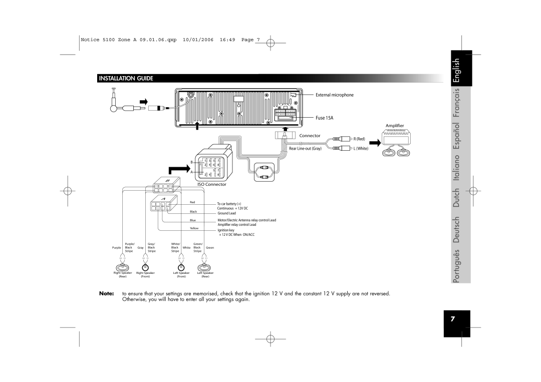 Parrot CD/MP3 Hands-free Receiver user manual Installation Guide, External microphone 