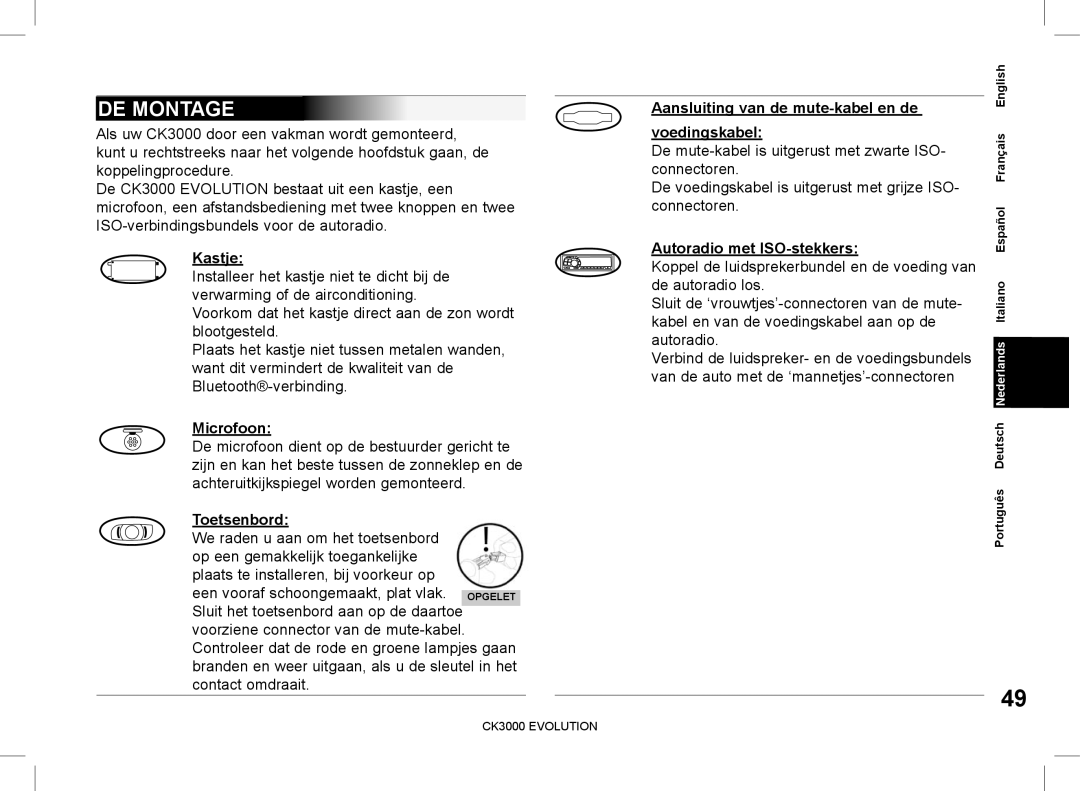 Parrot CK3000 manual do utilizador DE Montage 