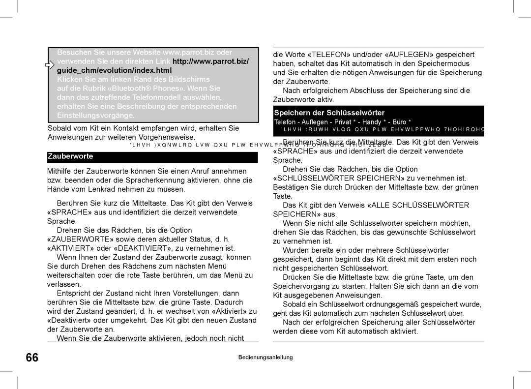 Parrot CK3000 manual do utilizador Zauberworte, Speichern der Schlüsselwörter 